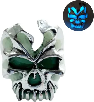 Skull Ring for Women Men Silver Glow in the Dark Blue Green Adjustable Mens Ring Gothic Y2k Western Thumb Biker Cool Anime Unique Jewelry