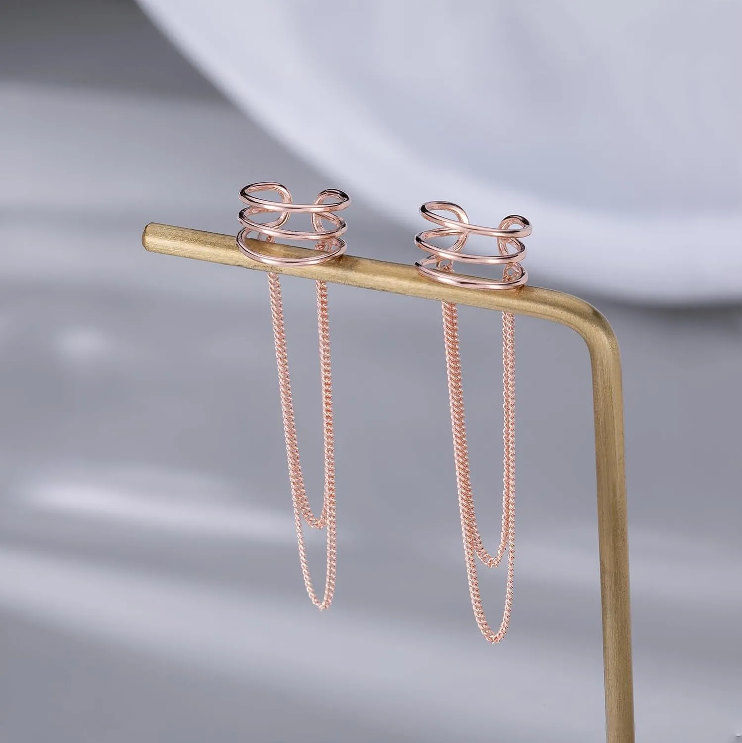 SLUYNZ 925 Sterling Silver No Piercing Cuff Earrings Chain for Women Wrap Earrings Tassel Clip On Ear