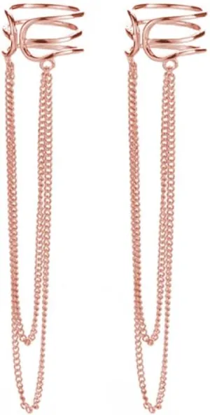 SLUYNZ 925 Sterling Silver No Piercing Cuff Earrings Chain for Women Wrap Earrings Tassel Clip On Ear
