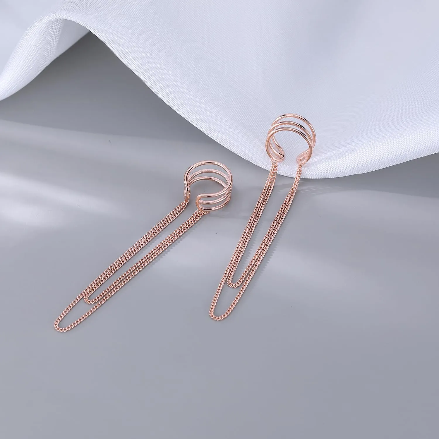 SLUYNZ 925 Sterling Silver No Piercing Cuff Earrings Chain for Women Wrap Earrings Tassel Clip On Ear