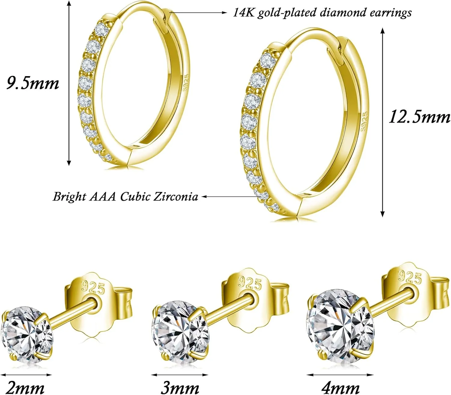 Small Sterling Silver Stud Earrings Set Tiny Cartilage Huggie Hoop Earrings Cubic Zirconia Cuff Earrings Silver Hoop Earrings for Women Men