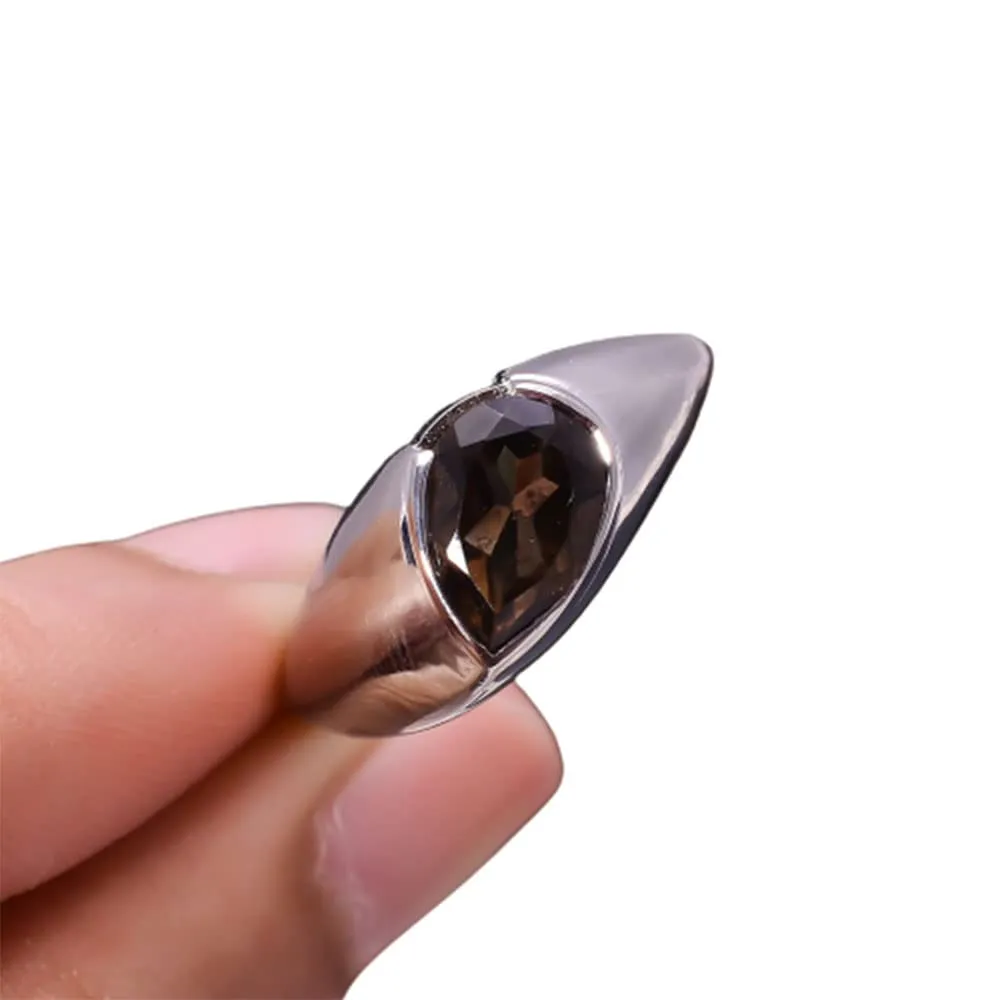 Smoky Quartz Ring, Quartz Mens Ring, Handmade Silver Ring, Unique Silver Ring, Ring For Mens, 925 Sterling Silver Ring, Quartz Gemstone Ring, Ottoman Jewelry, Signet Silver Ring, Gift For Father