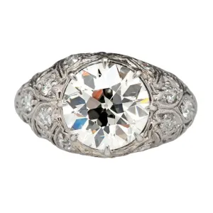 Ssjewel 3 Ct Round Cut Diamond Vintage Art Deco Ring Filigree Style Milgrain Engagement Rings For Women 14K White Gold Plated 925 Sterling Silver Handmade Womens Wedding Ring Unique Anniversary Ring