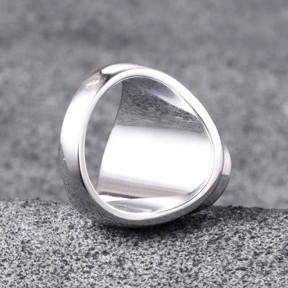 Stainless Steel Big Oval Cat Eye Stone Ring for Men Stainless Steel Wedding Promise Bands