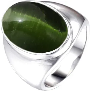 Stainless Steel Big Oval Cat Eye Stone Ring for Men Stainless Steel Wedding Promise Bands