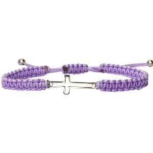 Stainless steel Cross Bracelet, String Rope Braided Bracelet Cross Charm Adjustable, Christian Handmade Braided Bracelet, Friendship Gift for Women Men Girls Teens Kids unisex (LICHT PURPLE)