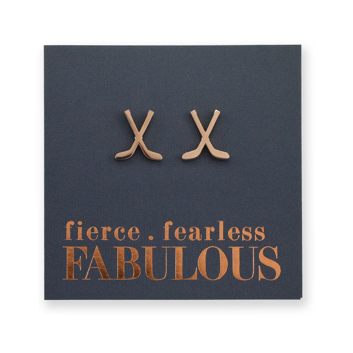 Stainless Steel Earring Studs - Fierce Fearless Fabulous - HOCKEY STICKS