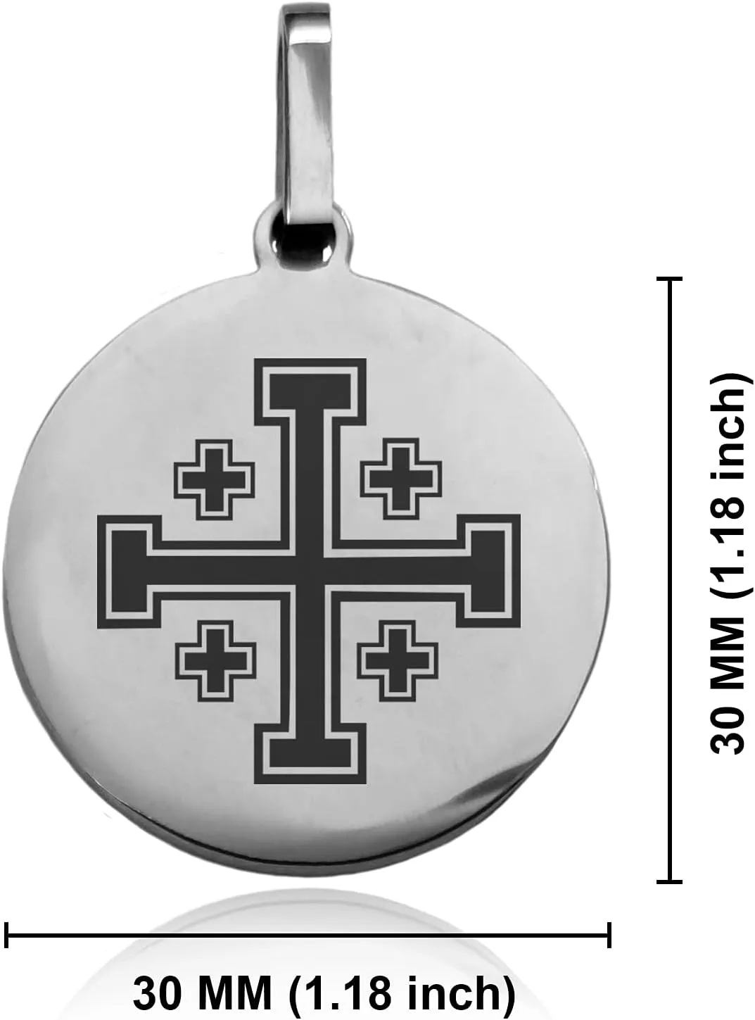 Stainless Steel Religious Symbol Round Medallion Pendant Necklace