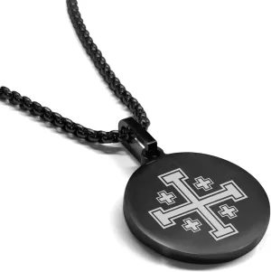 Stainless Steel Religious Symbol Round Medallion Pendant Necklace