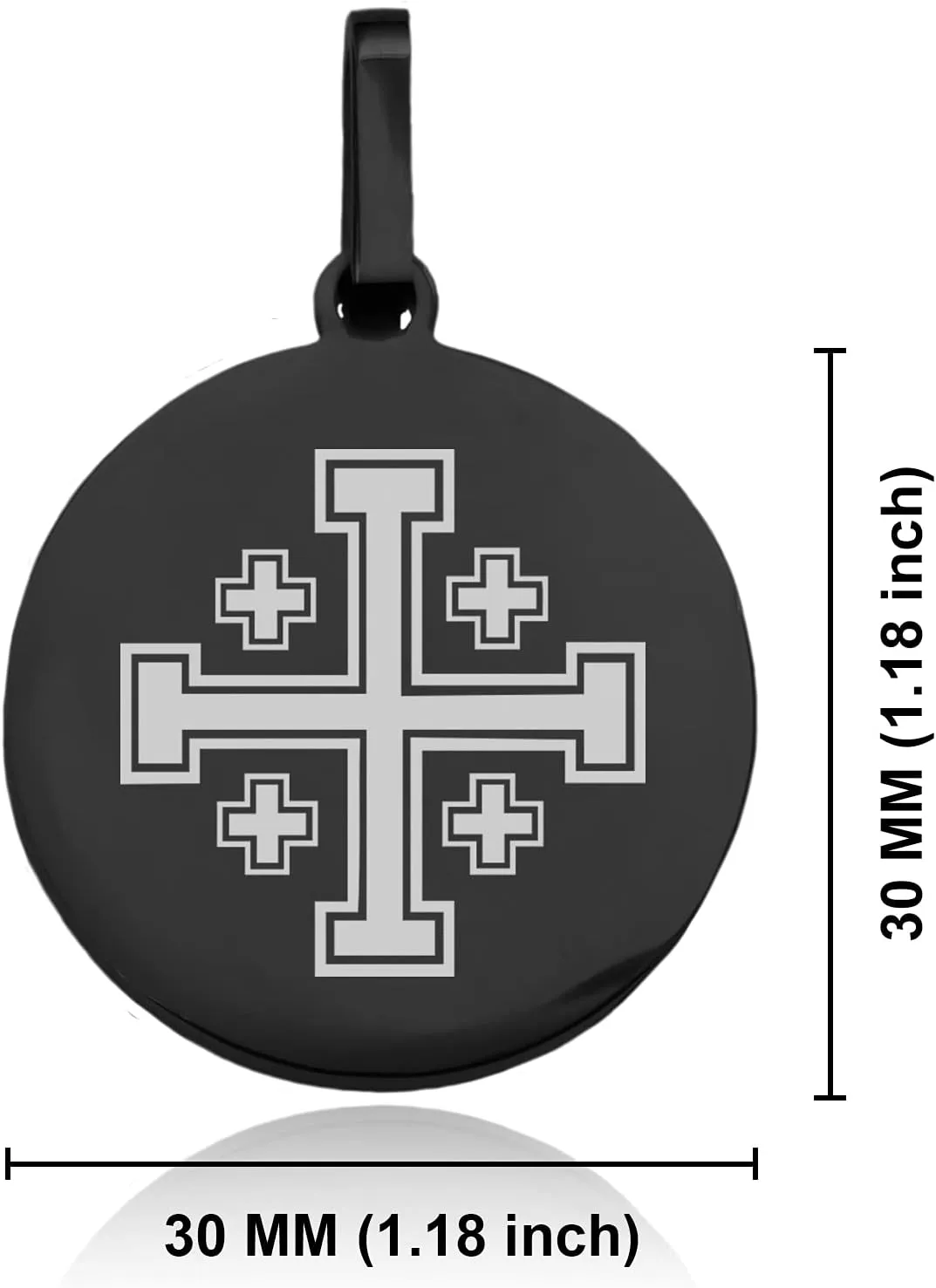 Stainless Steel Religious Symbol Round Medallion Pendant Necklace