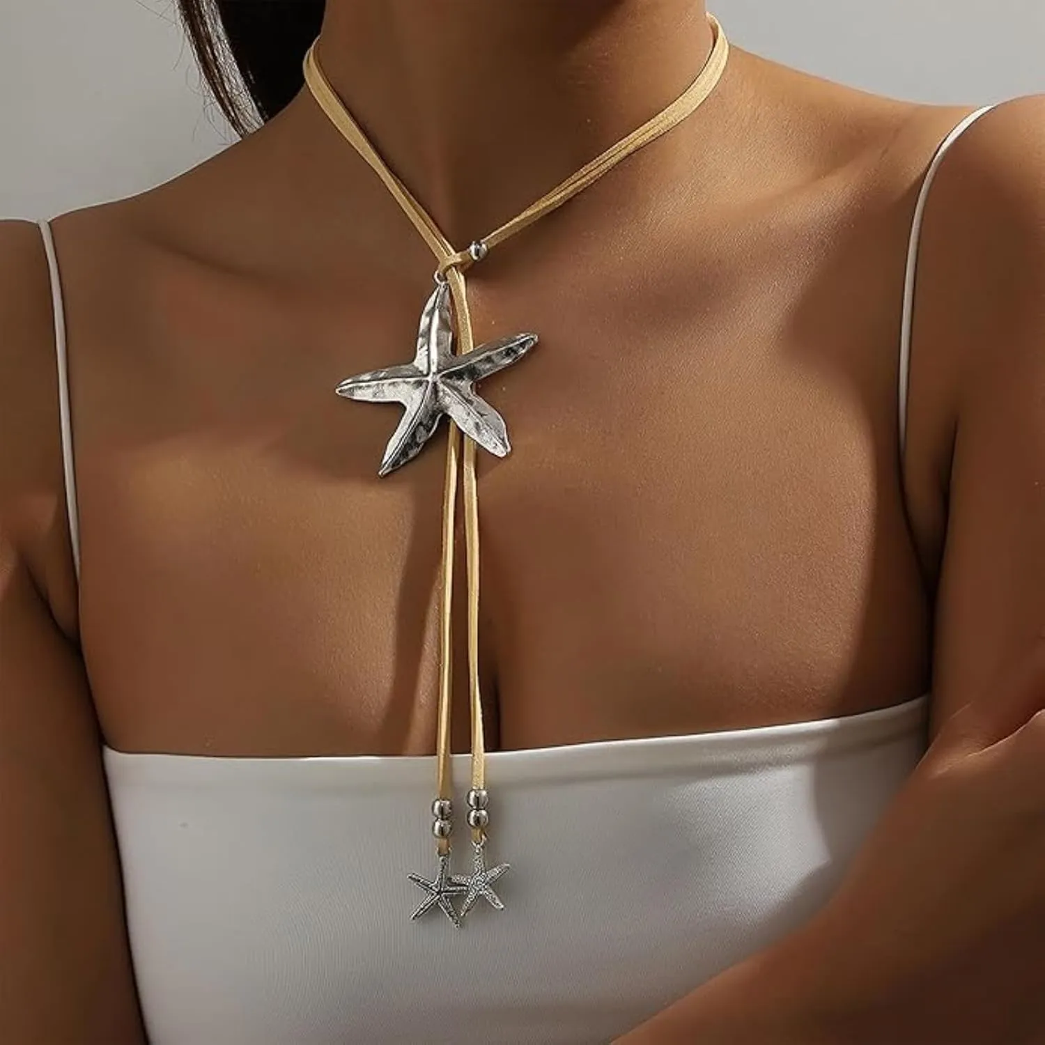 Starfish Necklace Boho Starfish Charm Necklaces for Women Trendy Summer Ocean Necklace Beach Summer Jewelry Gifts