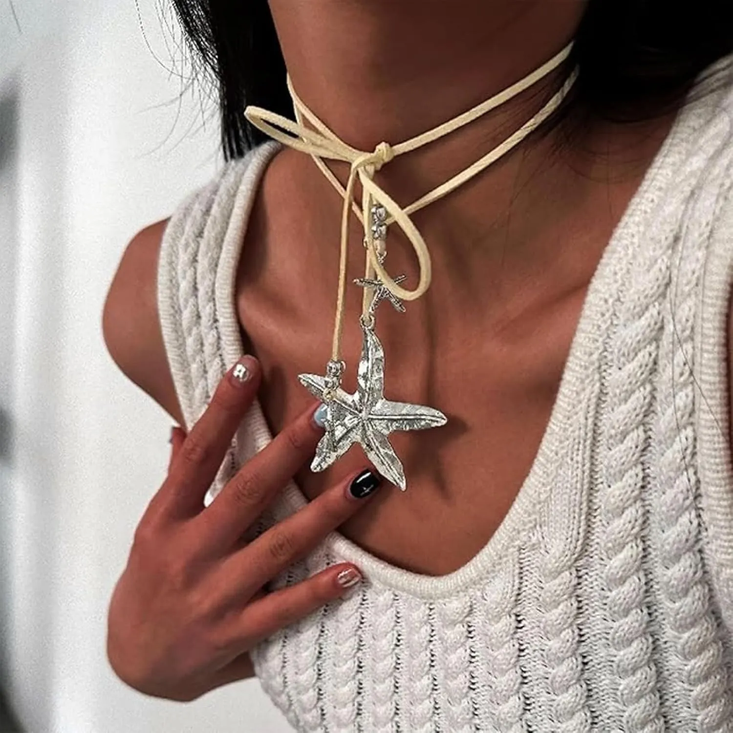 Starfish Necklace Boho Starfish Charm Necklaces for Women Trendy Summer Ocean Necklace Beach Summer Jewelry Gifts