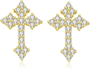 Sterling Silver Cross Stud Earrings for Women Men, CZ Cross Stud Hypoallergenic Jewelry Gift