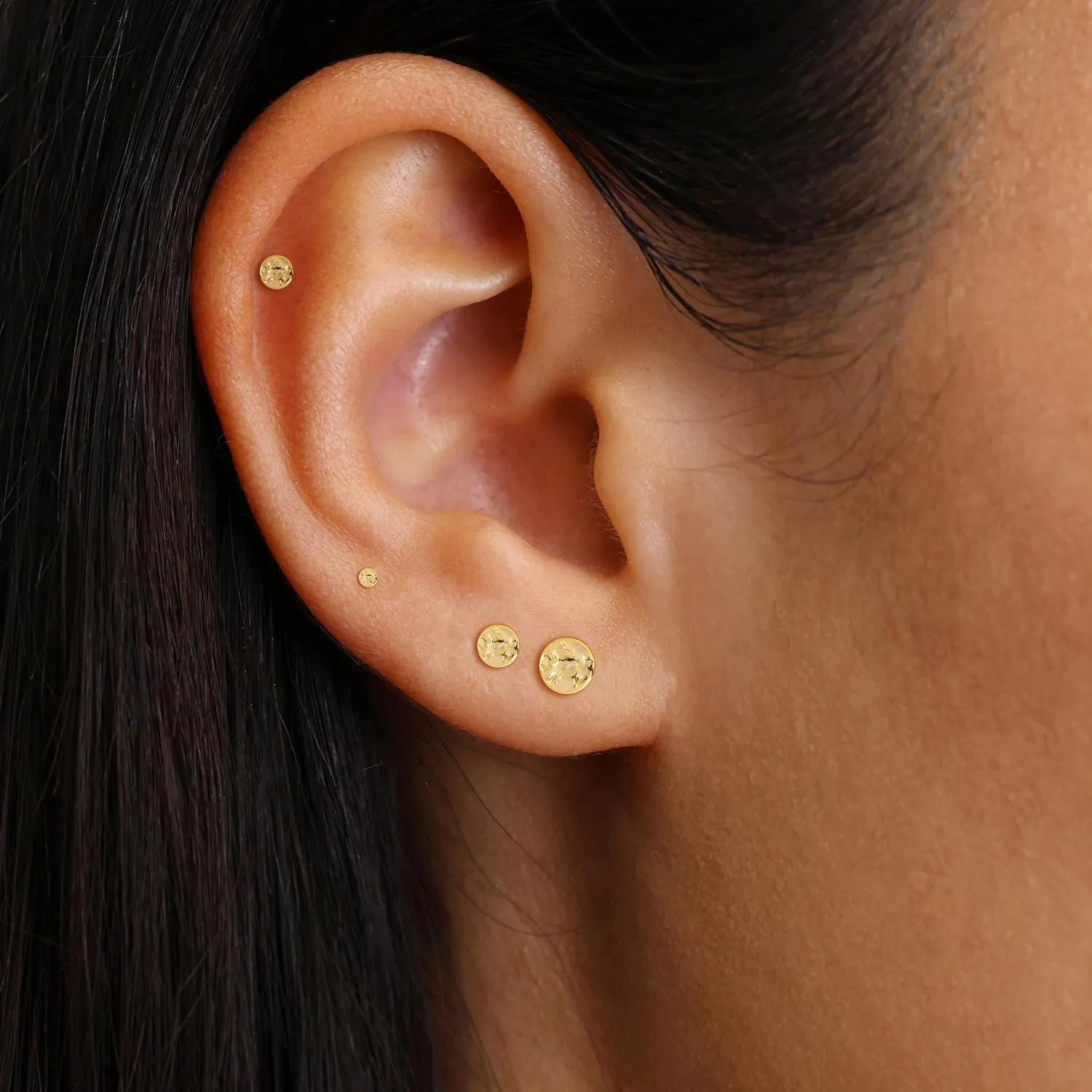 Stud Earrings-14k Gold/White Gold Plated Tiny Snake Cz Flower Cartilage Stud Earrings Dot Stud Earrings Stacks Earrings Set for Women