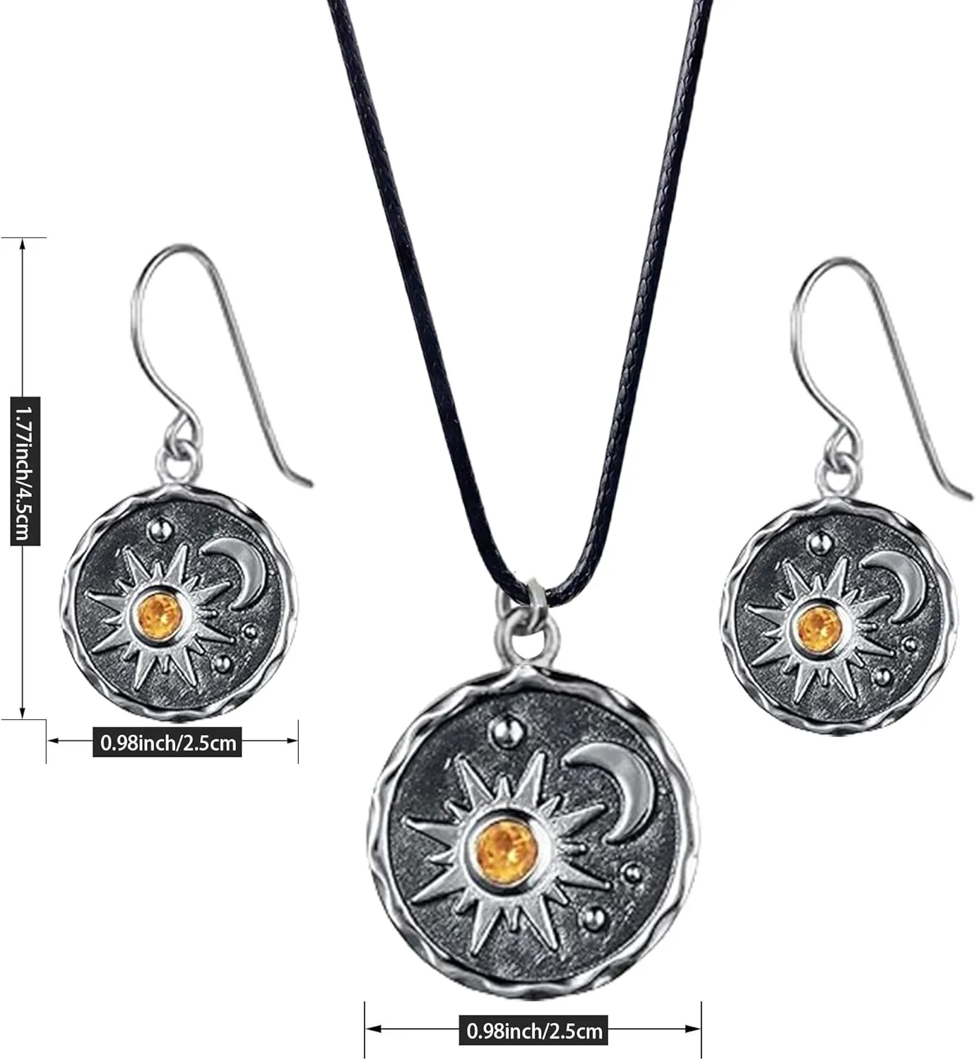 Sun and Moon Dangle Earrings for Women Vintage lightweight Antiqued Gold Round Coin Earrings Jewelry