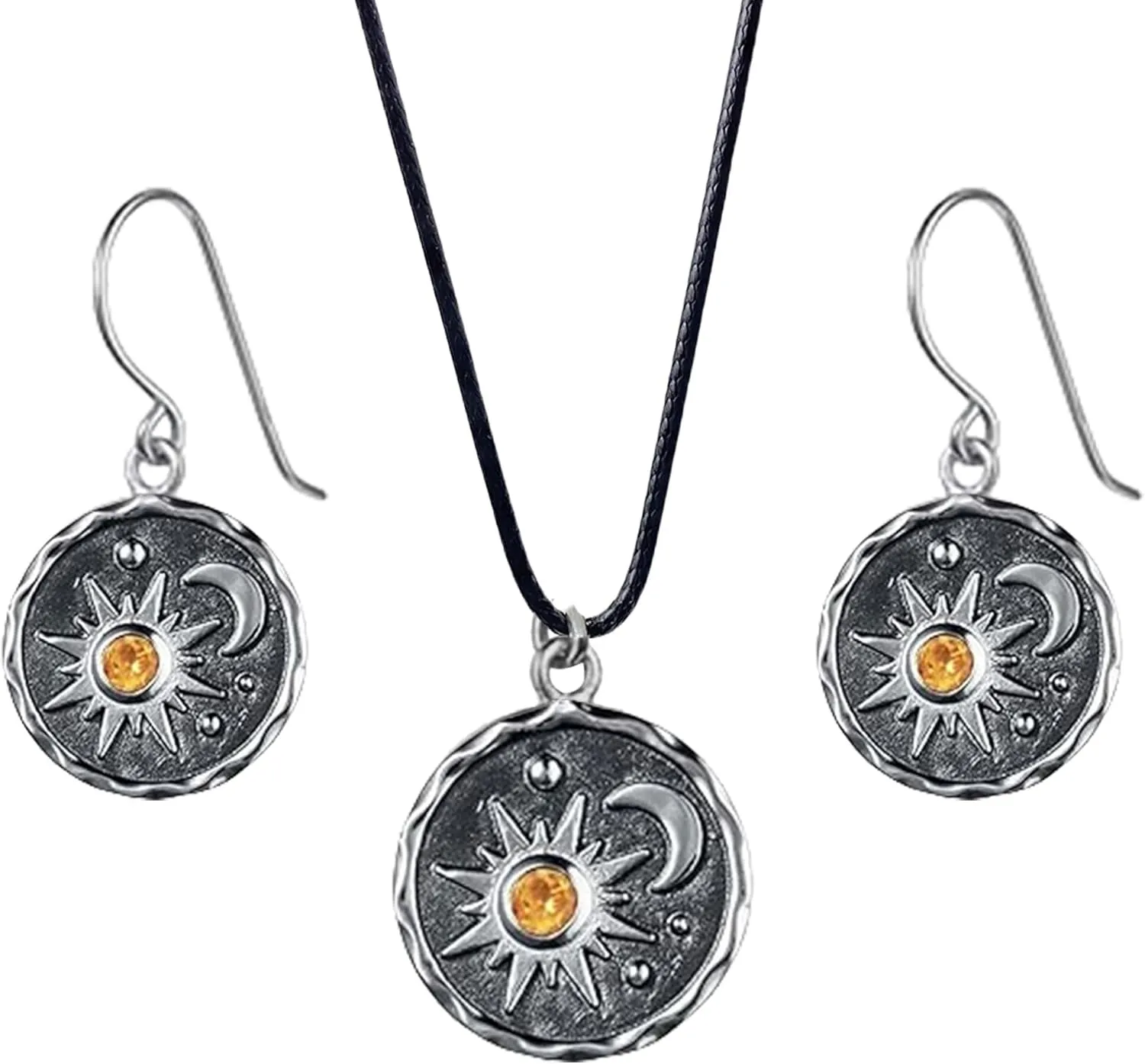 Sun and Moon Dangle Earrings for Women Vintage lightweight Antiqued Gold Round Coin Earrings Jewelry