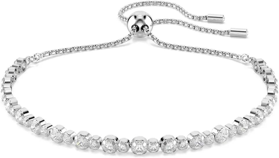 Swarovski Matrix Tennis bracelet, Mixed round cuts, clear, Rhodium finish