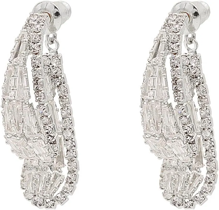 Teardrop Crysatal Earrings for Women Vintage Front Back Rhinestone Waterdrop Earrings Shiny Irregular Cubic Zirconia Drop Earrings Dainty Jewelry Gifts
