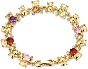 Tennis Bracelet for Women Colorful Cubic Zirconia 3-6mm Artificial Diamond Tenni Bracelet Rainbow Bracelet 14K Gold