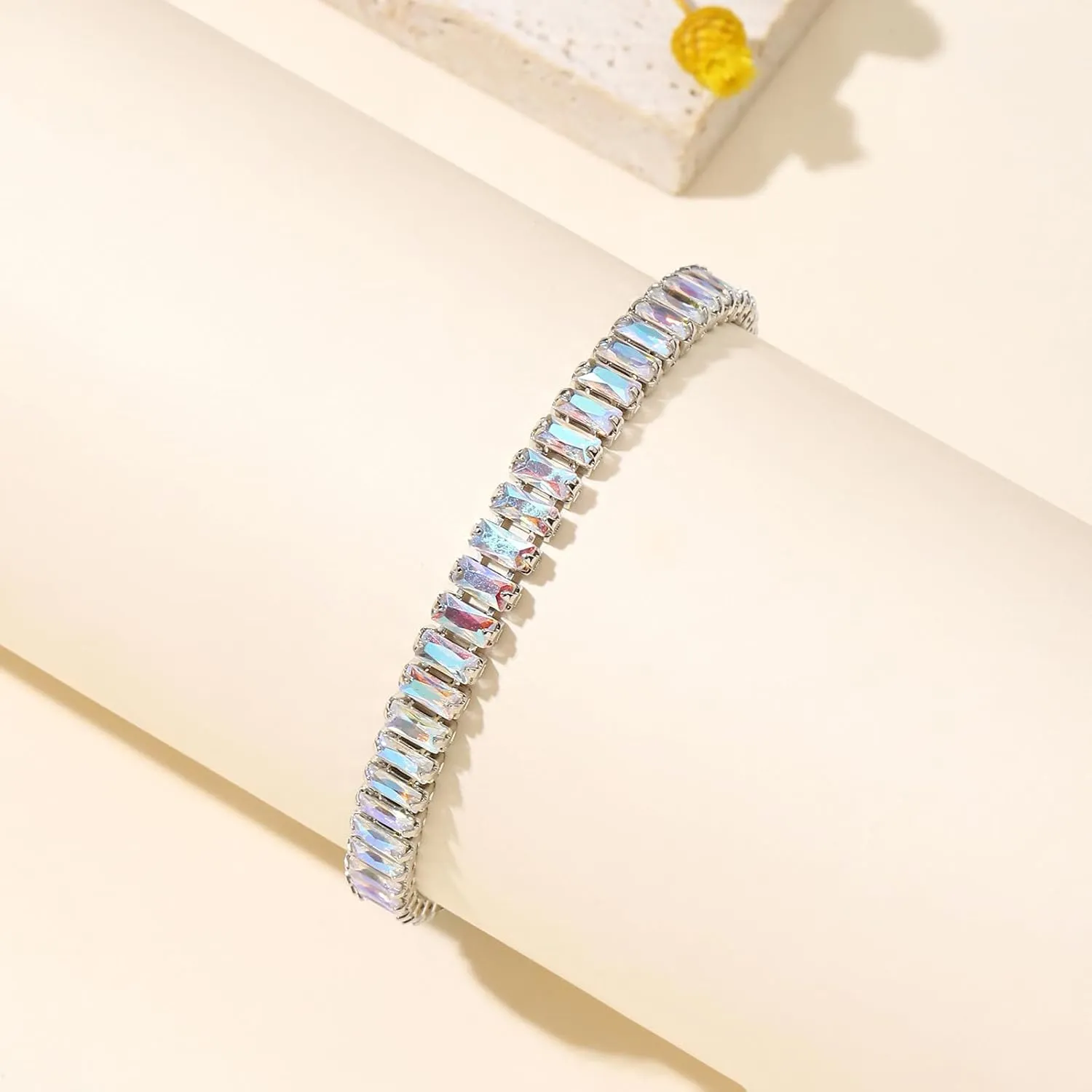 Tennis Bracelets for Women Trendy 14K White Gold Plated Birthstone Tennis Bracelet Sparkly Cubic Zirconia Bracelet Diamond Bracelet Mothers Day Gifts Birthstone Jewelry for Women