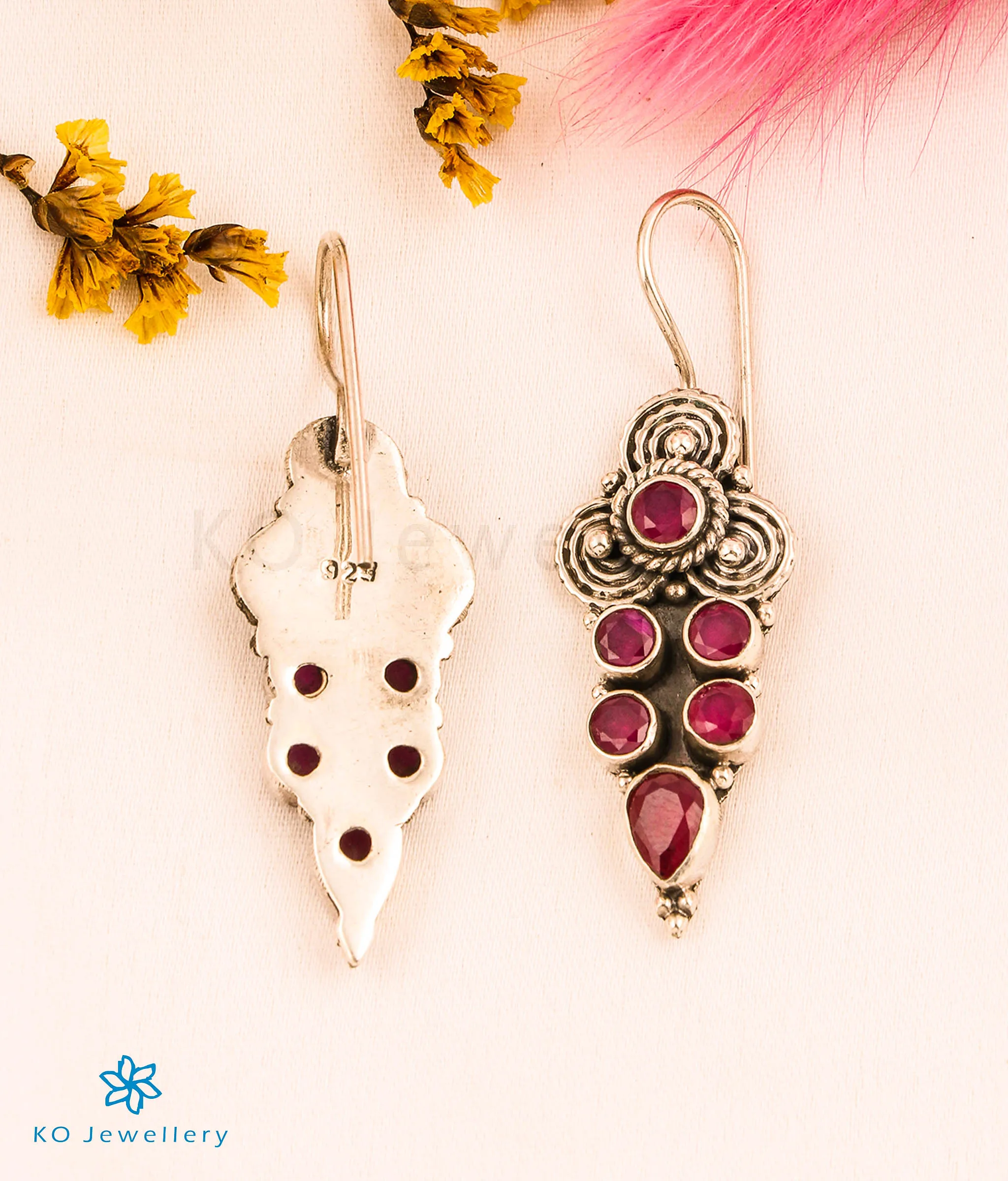 The Tamara Silver Gemstone Earrings (Red)