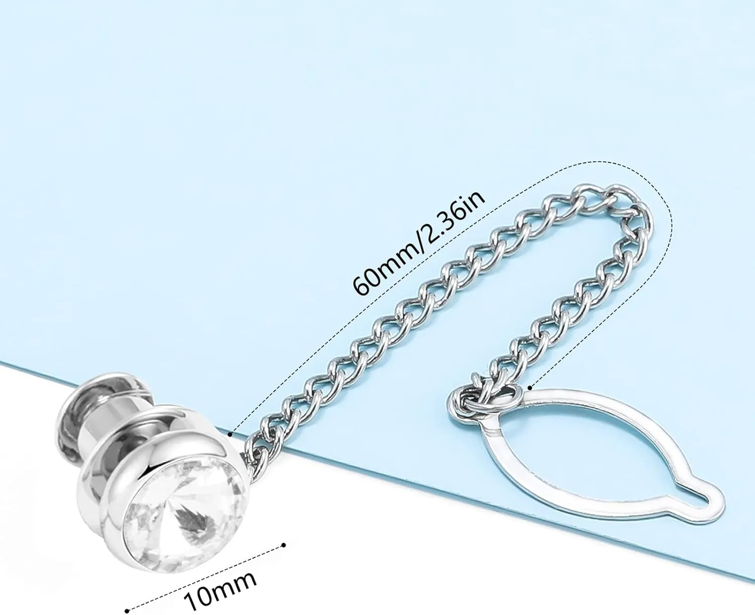 Tie Pins for Men Silver Tie Pins with Chain, Tie Tack Pins Brooch Personalized Wedding Business Gifts