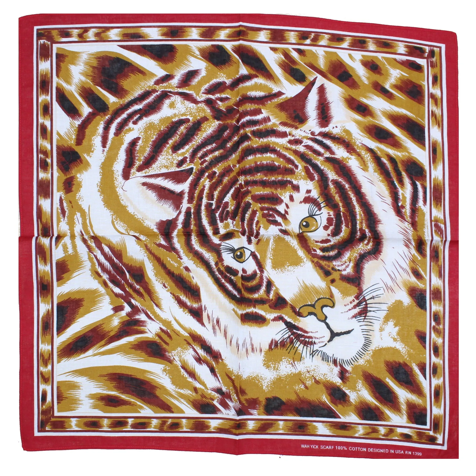 Tiger Print Bandana with Red Border