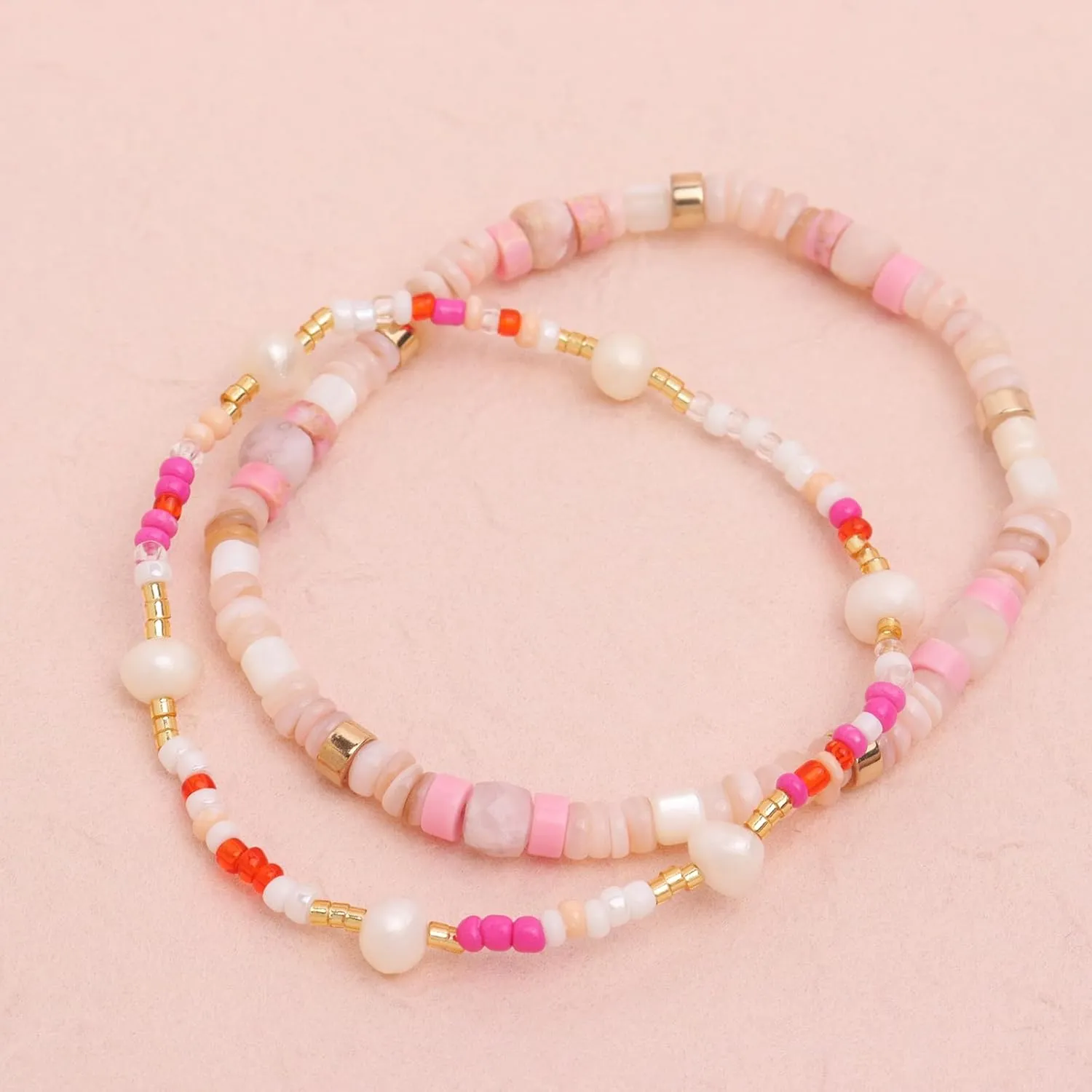 Tila Flat Pearl Seed Beads Stack Bracelets Set for Women, Boho Handmade Miyuki Glass Colorful Beads Friendship Stretch Bracelet Holiday Prom Jewelry Gift.