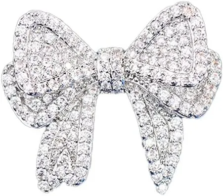 Tiny Bow Brooch Pins for Women Crystal Rhinestone Lapel Pins Trendy Minimalist Enamel Badge for Clothing Dress Suit Decoration Fashion Jewelry