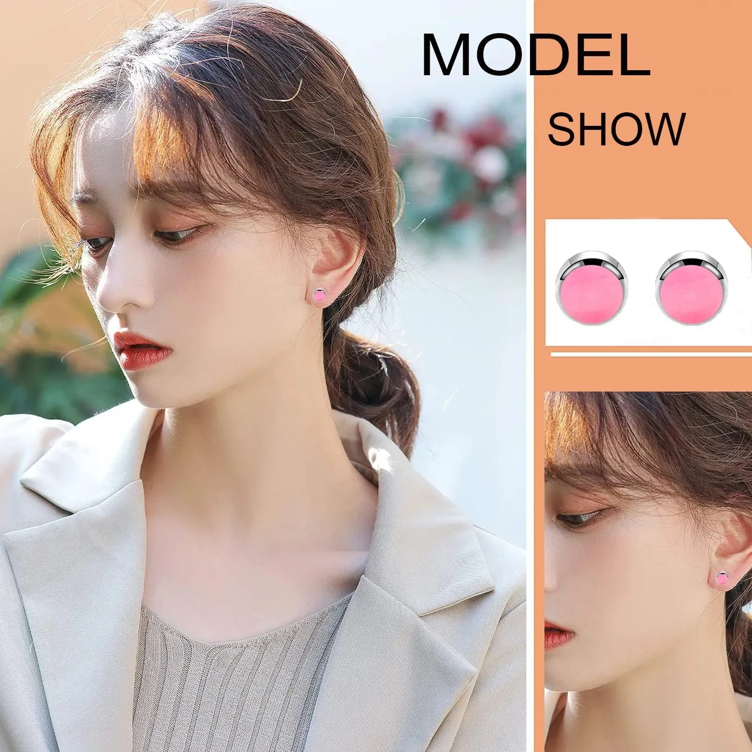 Titanium Stud Earrings for Women Earrings 4mm Natural Stone Gemstones Hypoallergenic Earrings Nickel Free Black Onyx 5mm Earrings for Women Sensitive Ears Turquoise