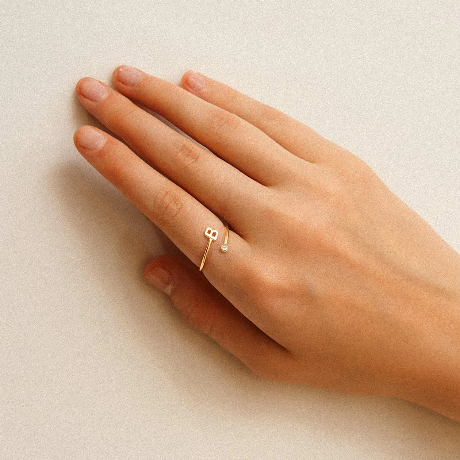 Turandoss Gold Rings for Women Girls - Non Tarnish Dainty 14K Gold Plated Adjustable Letter Rings for Women Teen Girls, Stackable Cute Thumb Pinky Fashion Unique Open Simple Birthday Gifts Jewelry