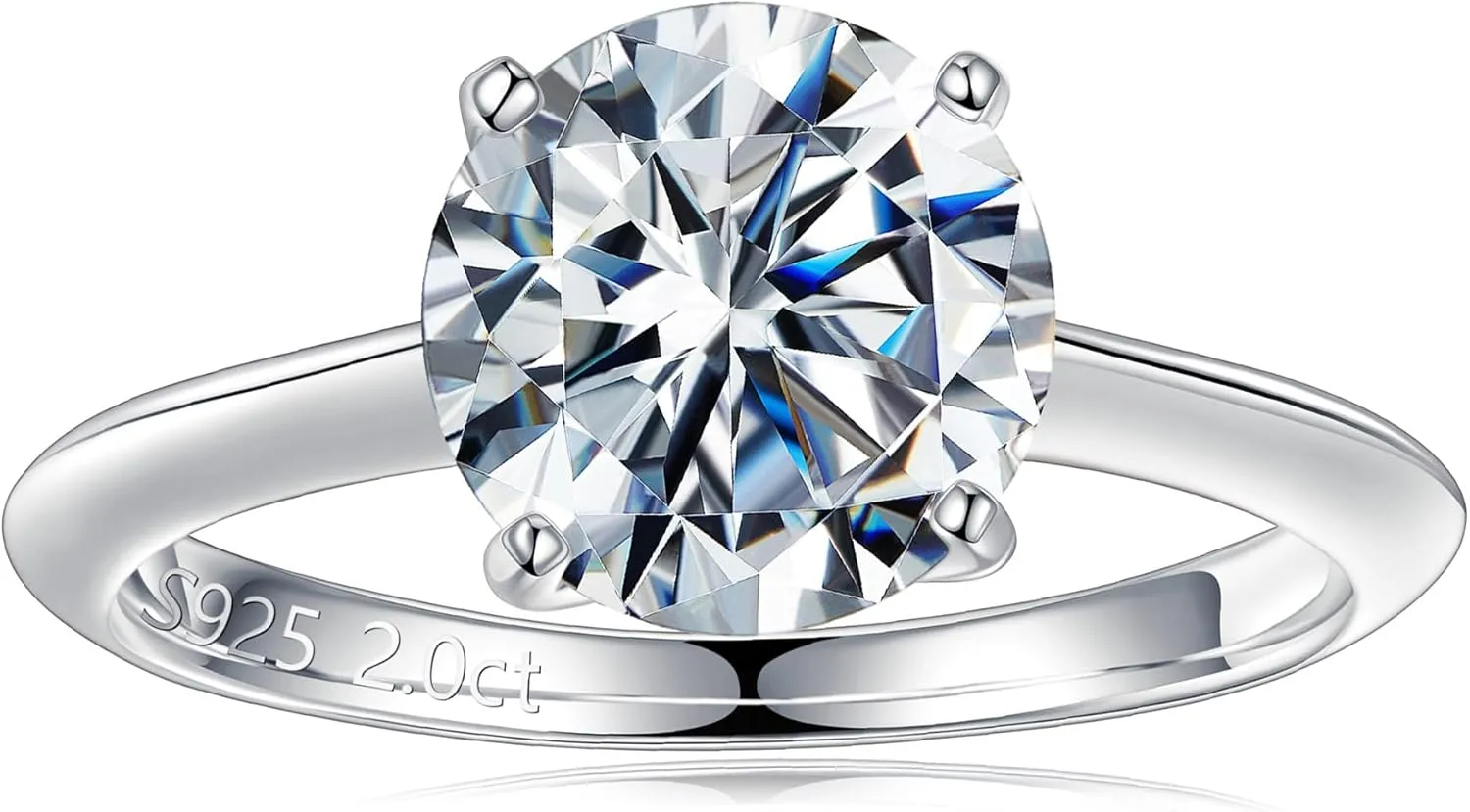 Turandoss Moissanite Rings for Women, 2-3ct Round D Color VVS1 Clarity Engagement Rings 14K White Gold Vermeil 4 Prong Knife Edge Moissanite Solitaire Rings for Women Wife Gifts