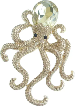 Unique 3.15" Austrian Crystal Octopus Brooch Pin Pendant BZ5097