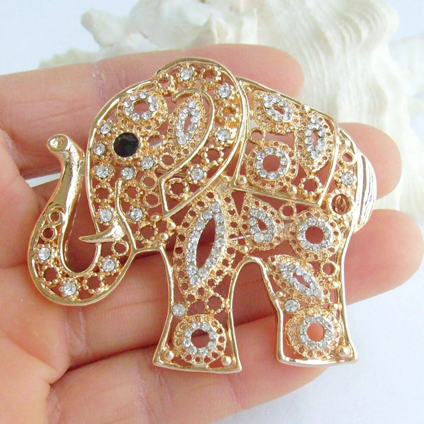 Unique Animal Elephant Brooch Pin Pendant Rhinestone Crystal BZ5102