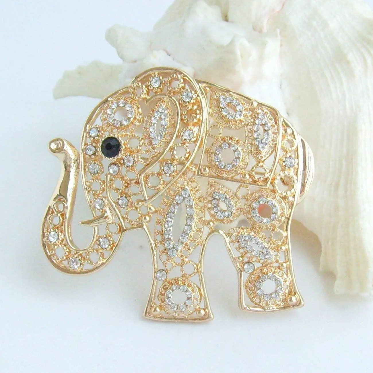 Unique Animal Elephant Brooch Pin Pendant Rhinestone Crystal BZ5102