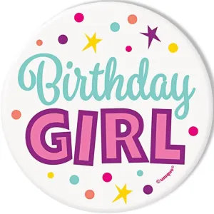 Unique Birthday Girl Button - 3" | White | 1 Pc