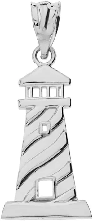 Unique Lighthouse Charm Pendant in Sterling Silver