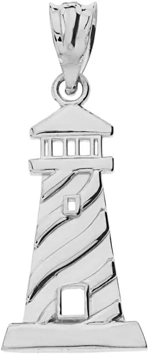 Unique Lighthouse Charm Pendant in Sterling Silver
