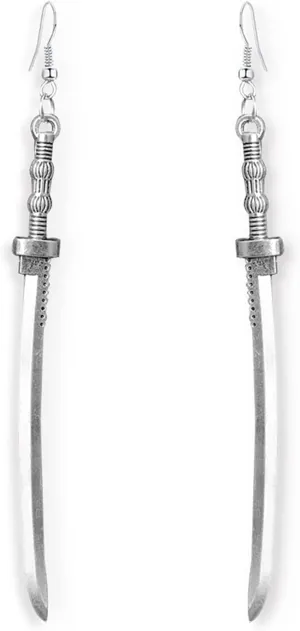 Unique Retro Gothic Long Sword Hook Earrings Vintage Silver Punk Style Knife Dangle Drop Earrings for Women Trendy Men Statement