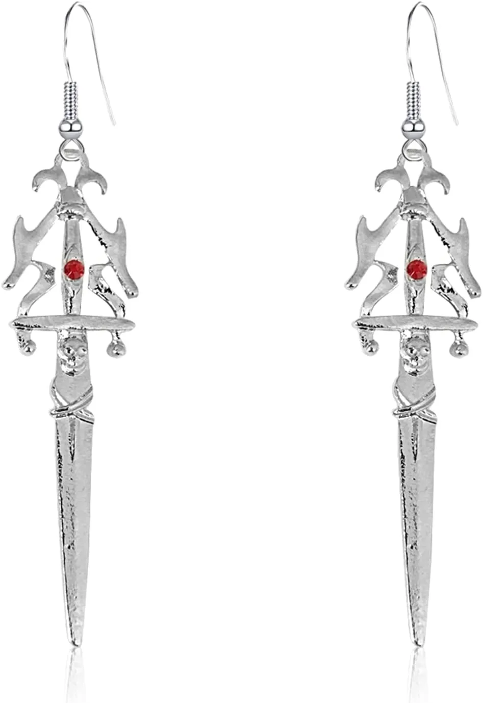 Unique Retro Gothic Long Sword Hook Earrings Vintage Silver Punk Style Knife Dangle Drop Earrings for Women Trendy Men Statement