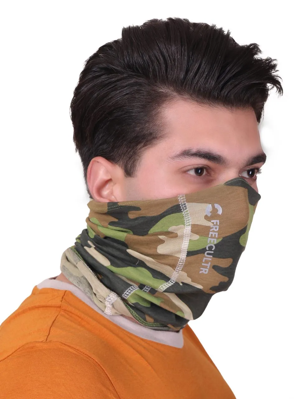 Unisex Organic Bandana Masks - Camouflage Printed with Plain & Printed (Pack of 3)