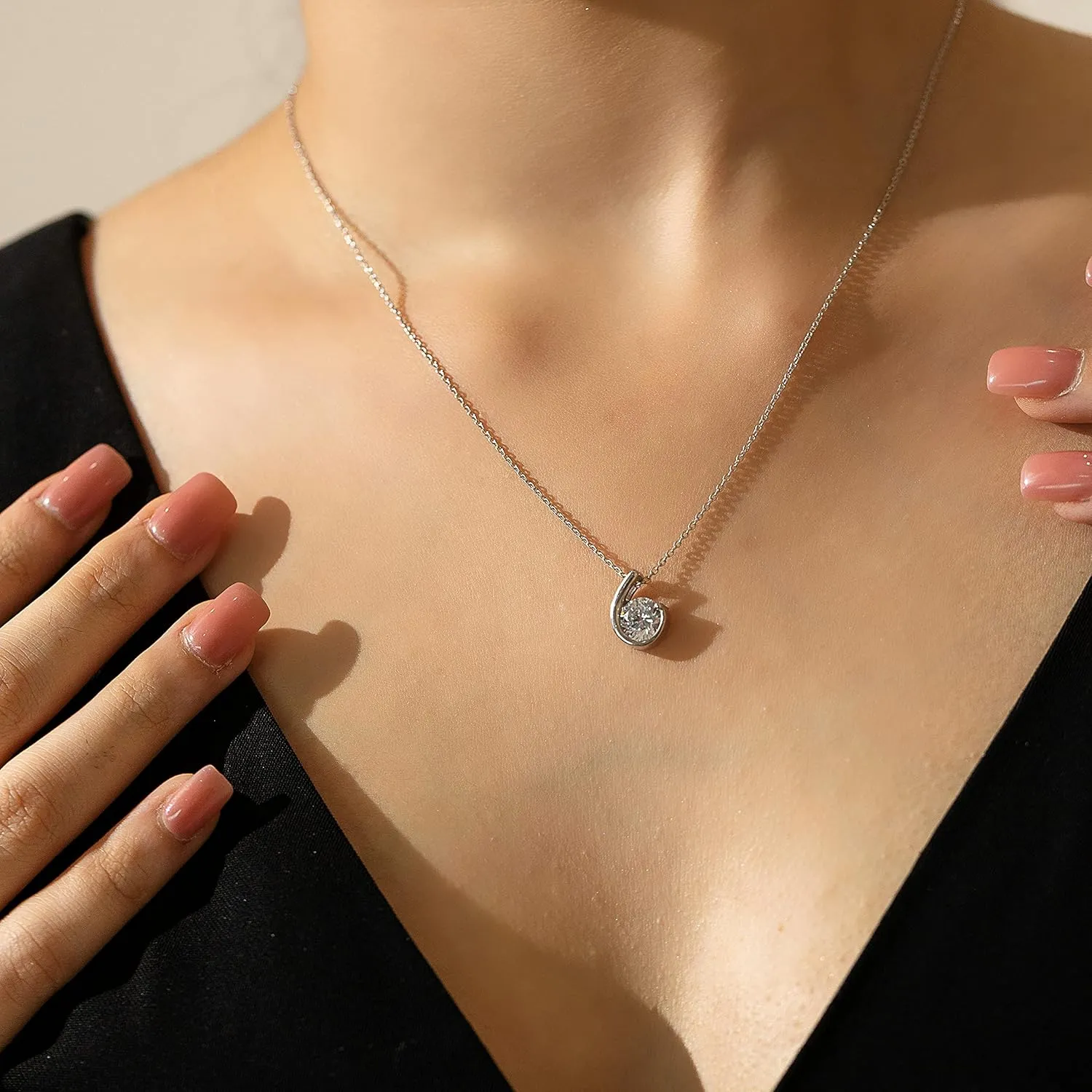 Verozi 925 Sterling Silver Dainty Collection Necklace & Earrings for Women, Cubic Zirconia AAAAA, Fine Jewelry Gifts for Women, 18'' Chain