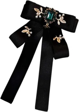 Versailles series Baroque elegant Brooches Pin for Women Girls Pre-Tied Bowknot Pin delicate ribbon Bow Tie accessory