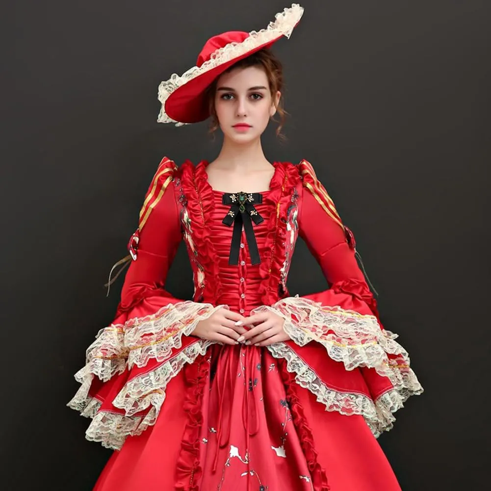 Versailles series Baroque elegant Brooches Pin for Women Girls Pre-Tied Bowknot Pin delicate ribbon Bow Tie accessory