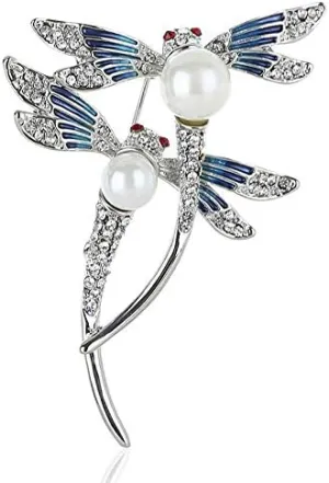 Vintage Dragonfly Brooch Pin Rhinestones- Crystal Antique Cute Animal Shape Corsages Scarf Clips Brooches for Women Girls