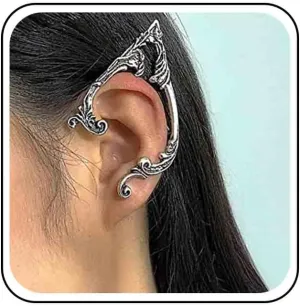 Vintage Elf Ear Cuff Earrings Elf Cartilage Earrings Elven Clip On Cuff Earrings Silver Elf Ear Wrap Earrings Jewelry for Women (Left)