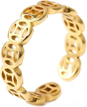 Vintage Money Catcher Coin Ring for Women Men Fashion Versatile Finger Rings Wealth Luckly Ring Stainless Steel Jewelry