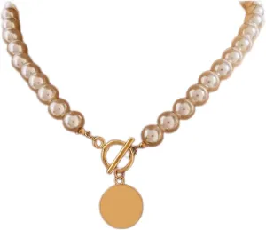 Vintage Pearl Choker Necklace Tiny Coin Pendant Necklace Gold Circle T Bar Necklace Bohemia Coin Disc Necklace Chain Jewelry