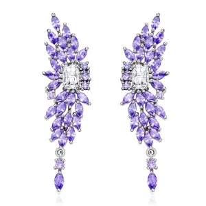 Wedding Earrings for Brides Crystal Stud Earrings for Women 925 Sterling Silver Post Cubic Zirconia Rhinestone Stud Earrings Ear Climber Earrings