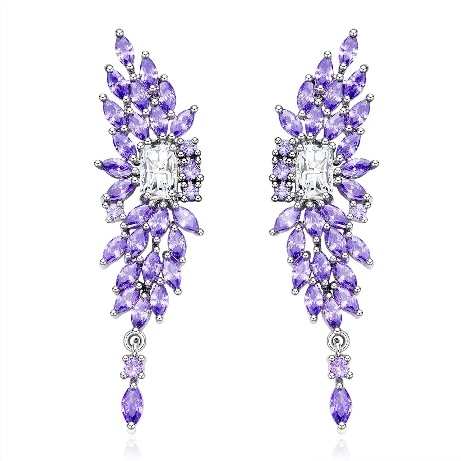 Wedding Earrings for Brides Crystal Stud Earrings for Women 925 Sterling Silver Post Cubic Zirconia Rhinestone Stud Earrings Ear Climber Earrings